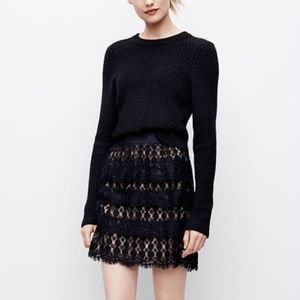 Ann Taylor Black Lace Tiered Mini Skirt Size 10